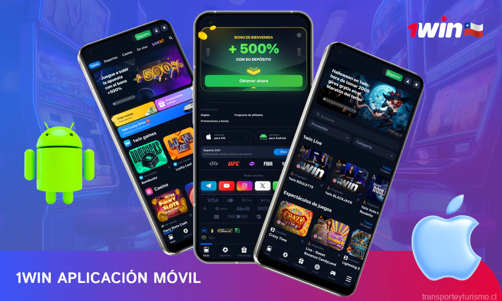 Instala la práctica aplicación móvil de 1win para iOS o Android en unos sencillos pasos y disfruta apostando donde quieras