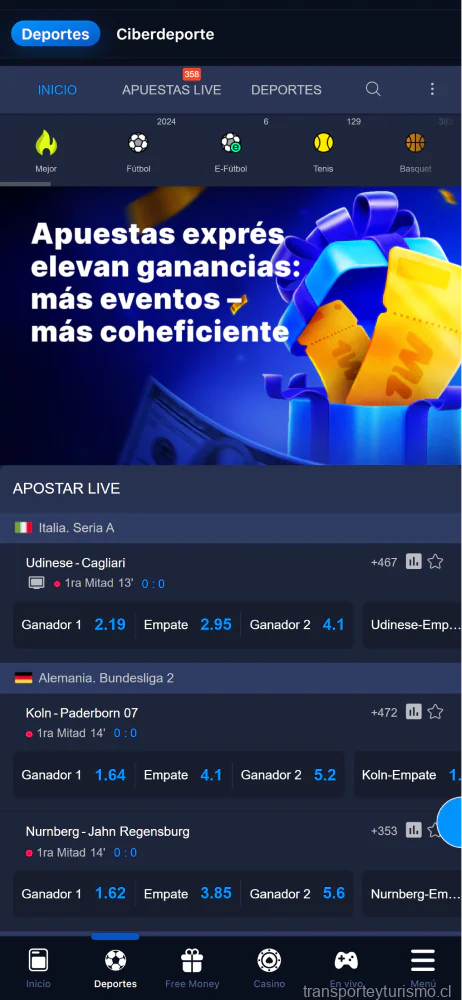 captura de pantalla de la aplicación móvil 1win apuestas deportivas