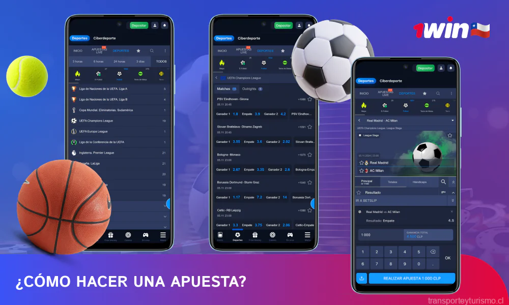 Para apostar en 1win, seleccione la sección Deportes, busque el partido que le interese, seleccione el mercado y las cuotas, introduzca el importe de la apuesta en el cupón, confirme su selección